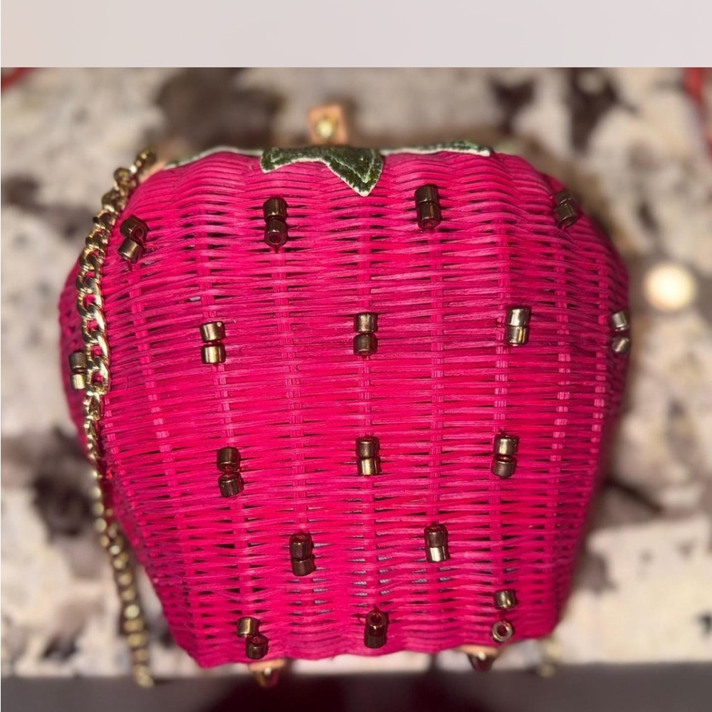 Betsey Johnson Kitsch Strawberry Wicker Bag - Picture 6 of 6